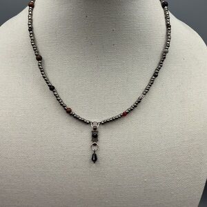 Elegant Beaded Necklace with Black and Silver Accents